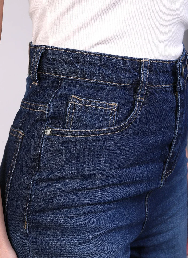 Urbano Fashion  Urbano Fashion Women's Blue Regular Fit Wide Leg Washed Jeans for Women | Best Price UAE